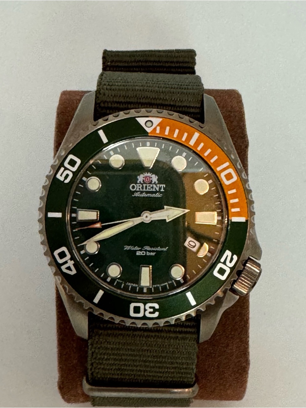 Orient Automatic Diver Watch - Green with Orange Accent